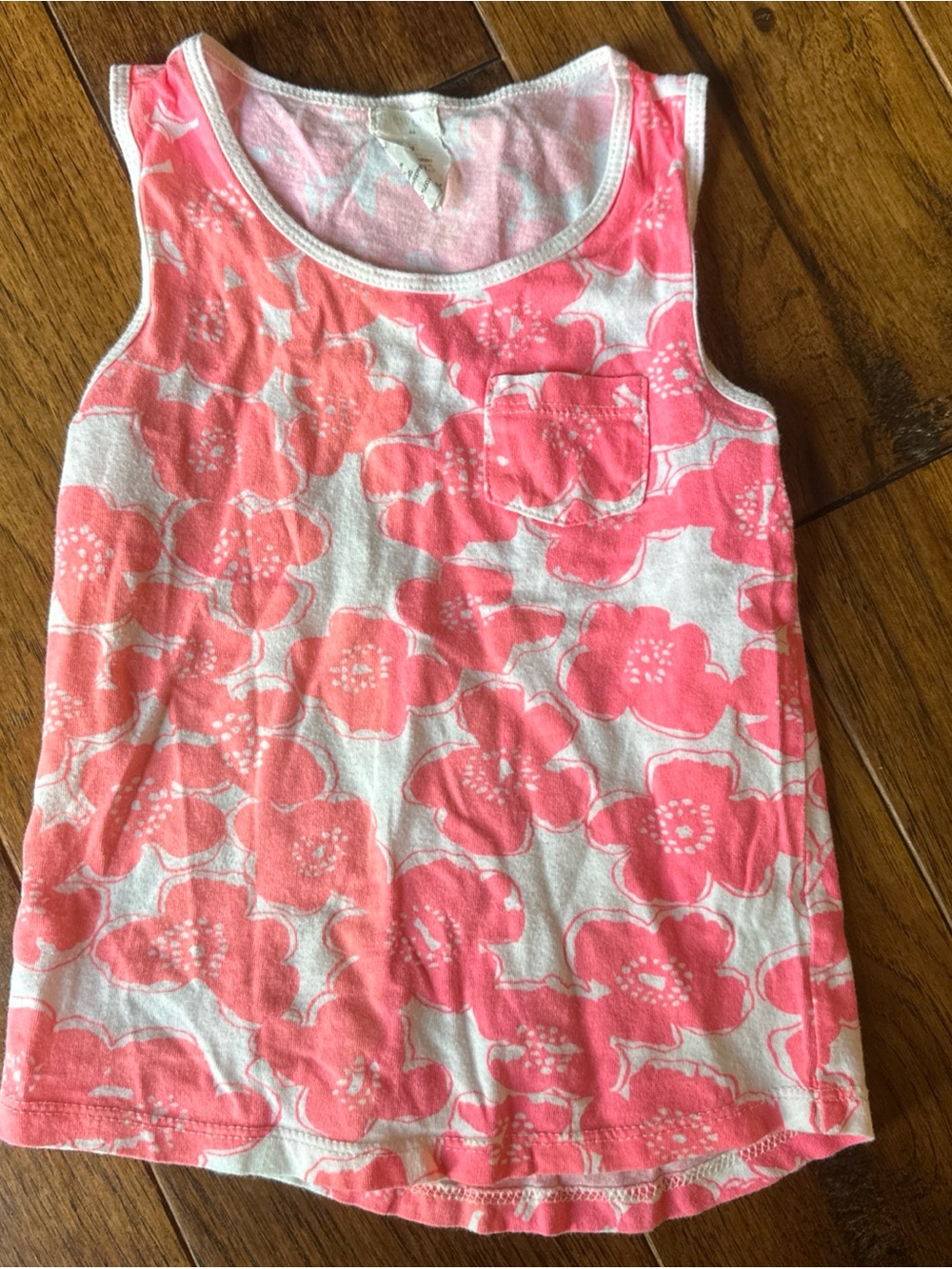 Crewcuts Hot Pink Floral Pocket Tank  Top 3T 100% Cotton